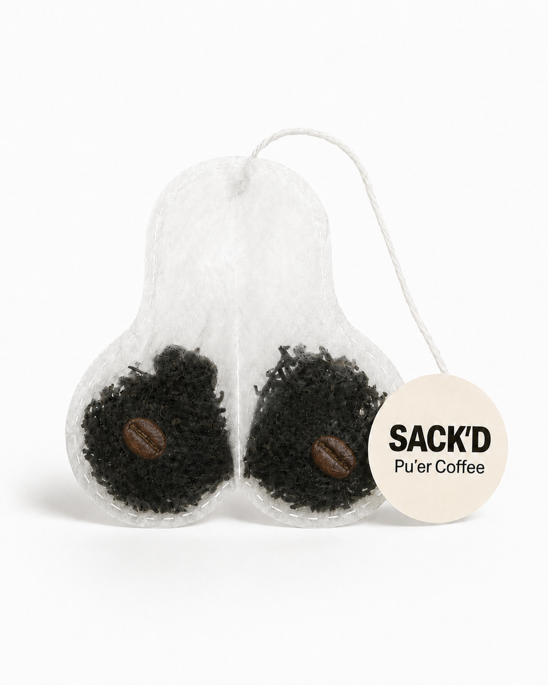 SACK'D Pu'er Coffee ball sack shaped tea bag – earthy pu'er tea with hazelnut coffee beans